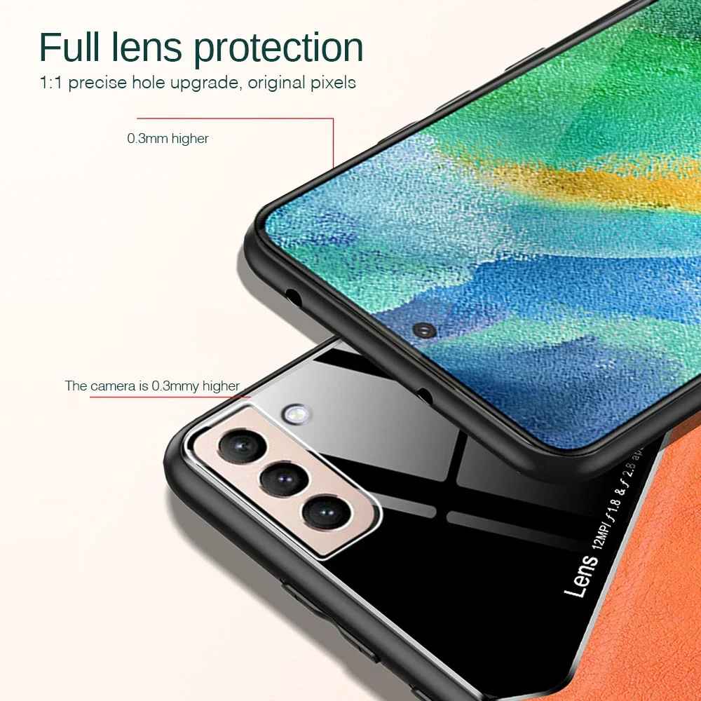 Luxury Leather Frame Protective Case – Shockproof Slim Cover for Samsung A Series