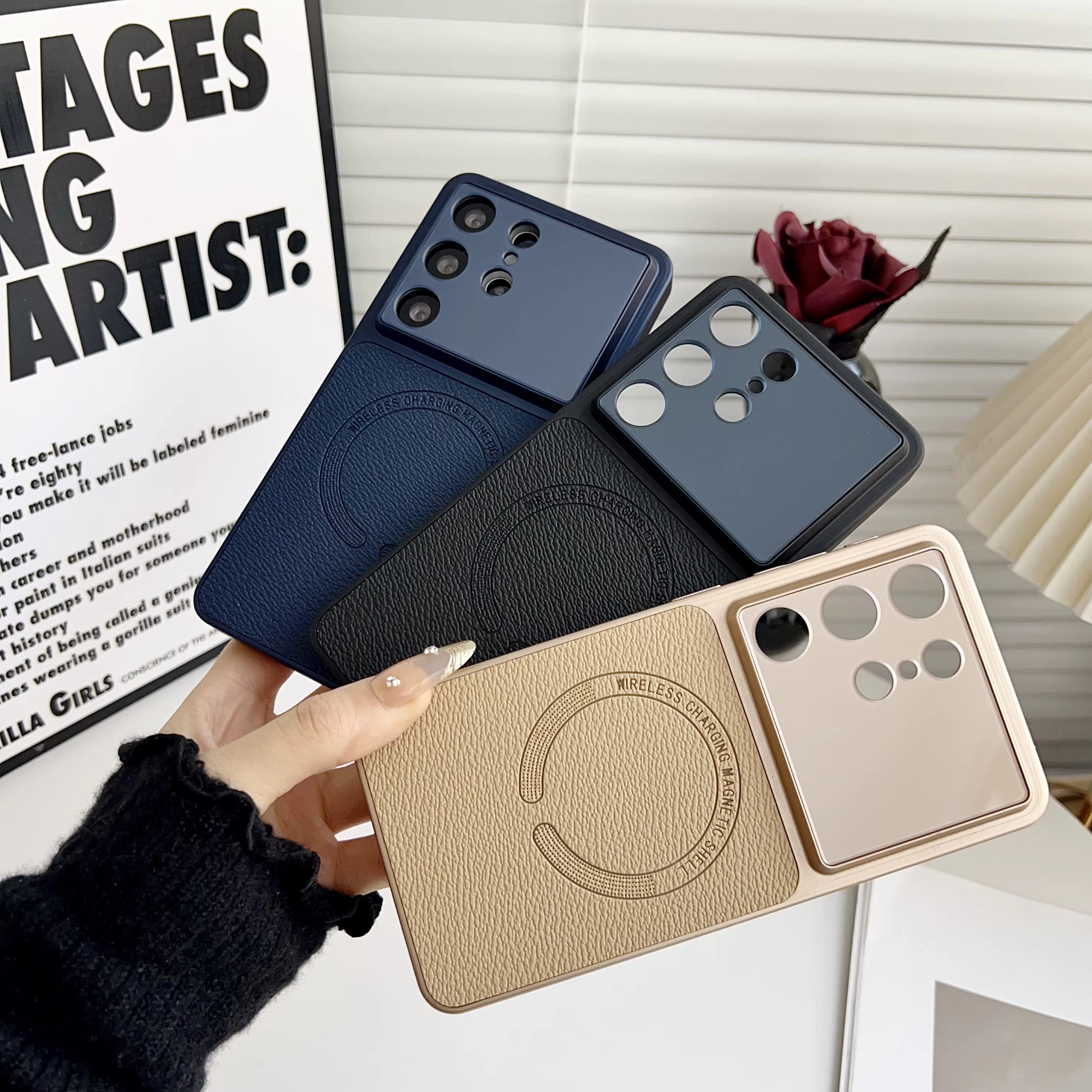 Magnetic Window Leather Cover for Samsung