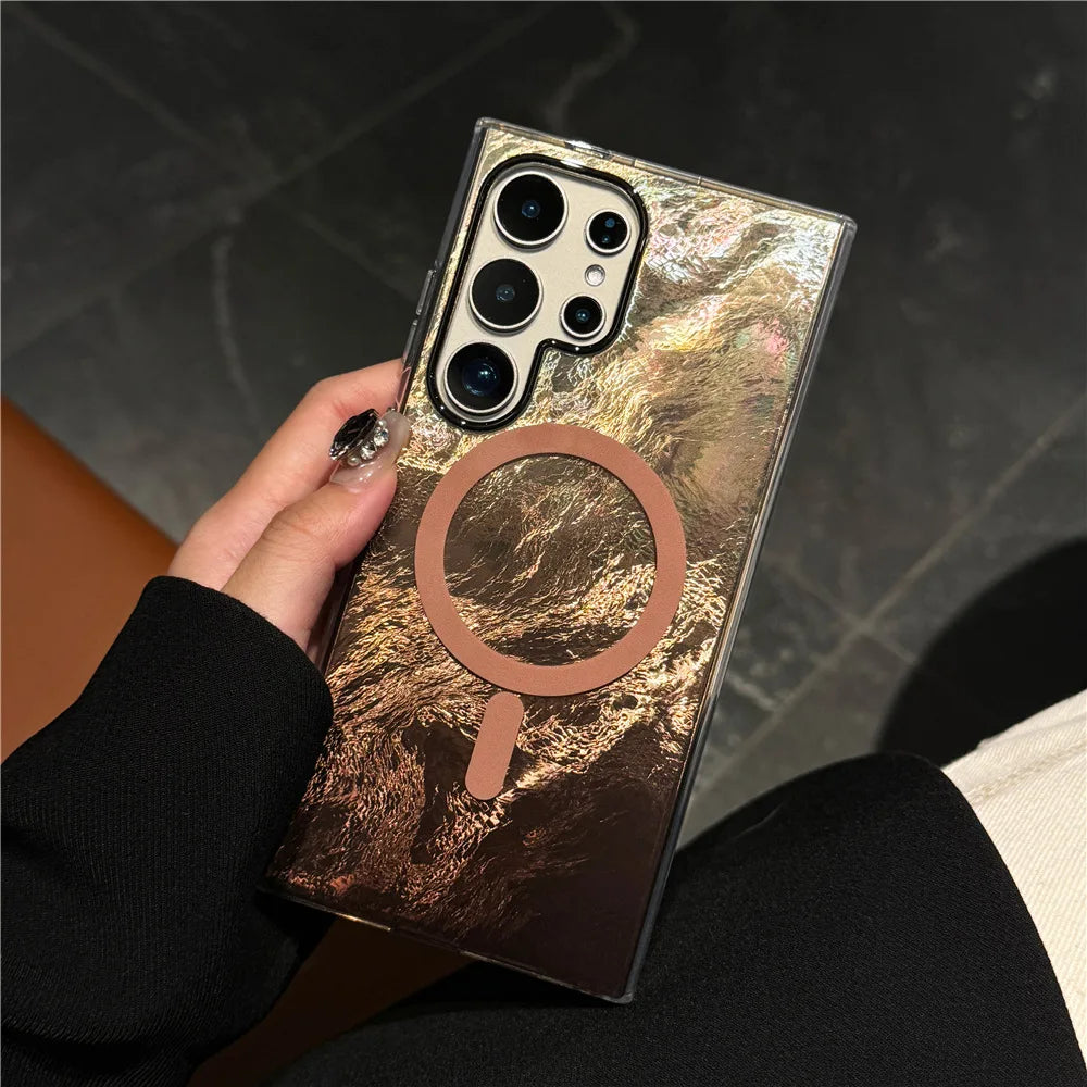 Luxury Colorful Gradient Glacier Pattern Magnetic RIng case