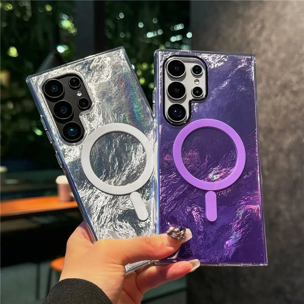 Luxury Colorful Gradient Glacier Pattern Magnetic RIng case