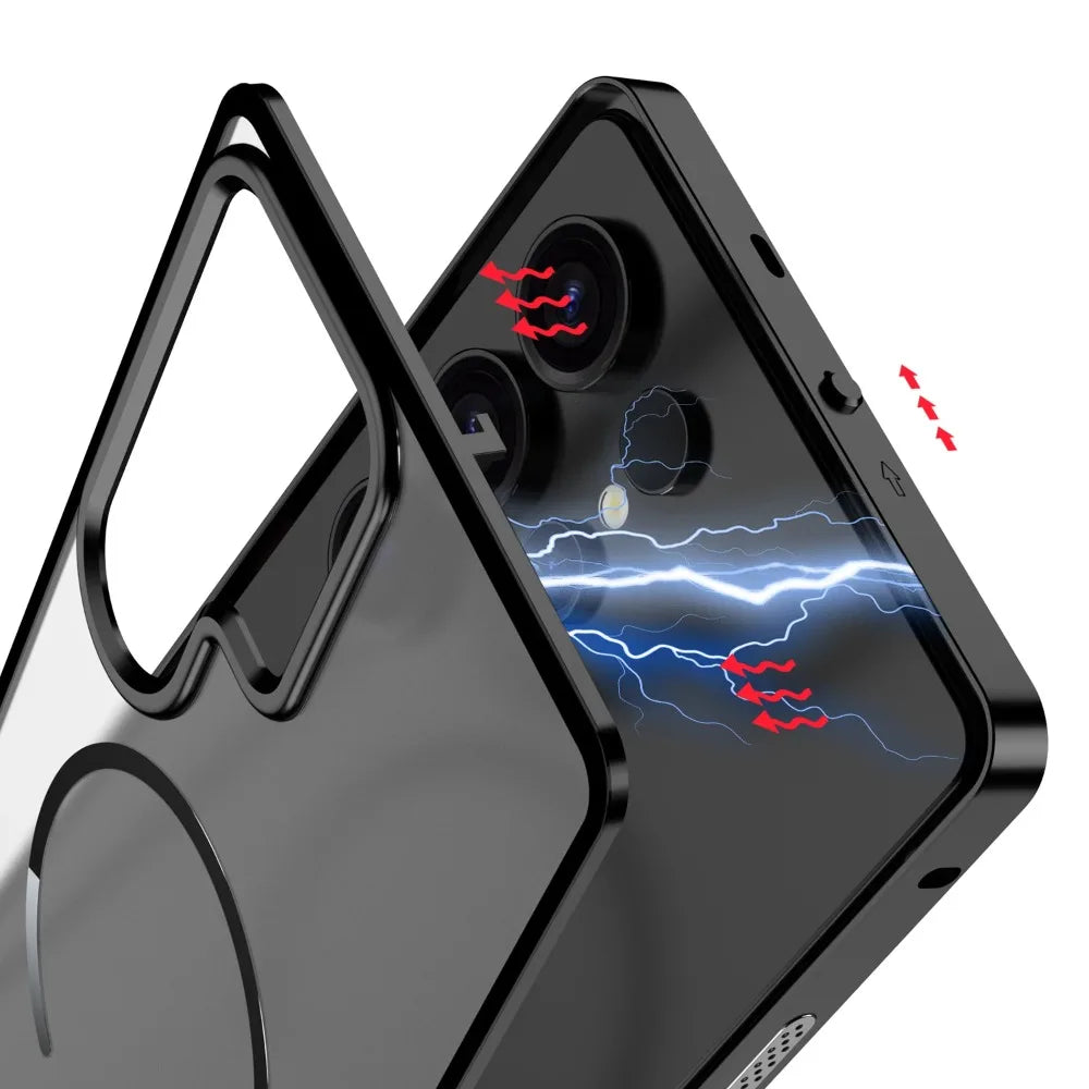 Metal Border Frosted PC Backplate Phone Case