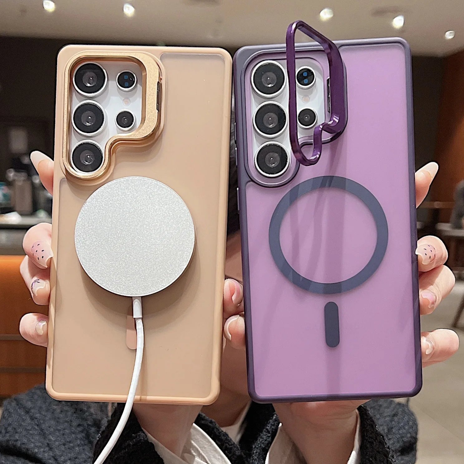 Luxury Wireless Charging Magnetic Matte Colorful Transparent Phone case