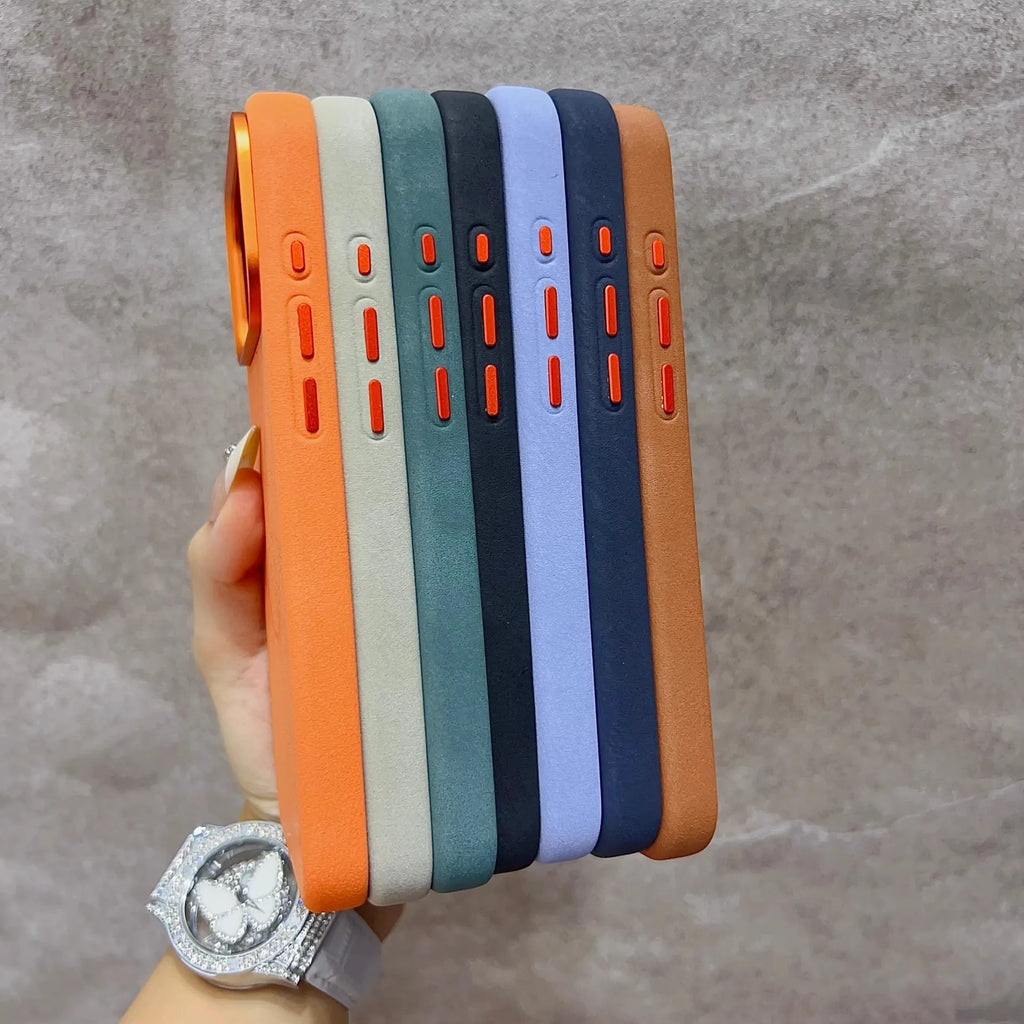 Elephant Texture Matte Color-Block Magnetic Phone Case for 17 Pro Max