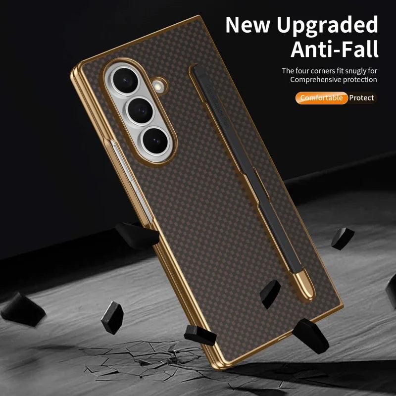 Business Plating Carbon Fiber Texture Phone Case