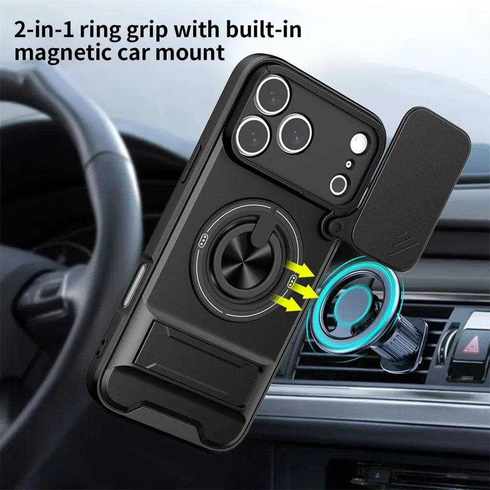Magnetic Phone Case with Lens Protector & Stand
