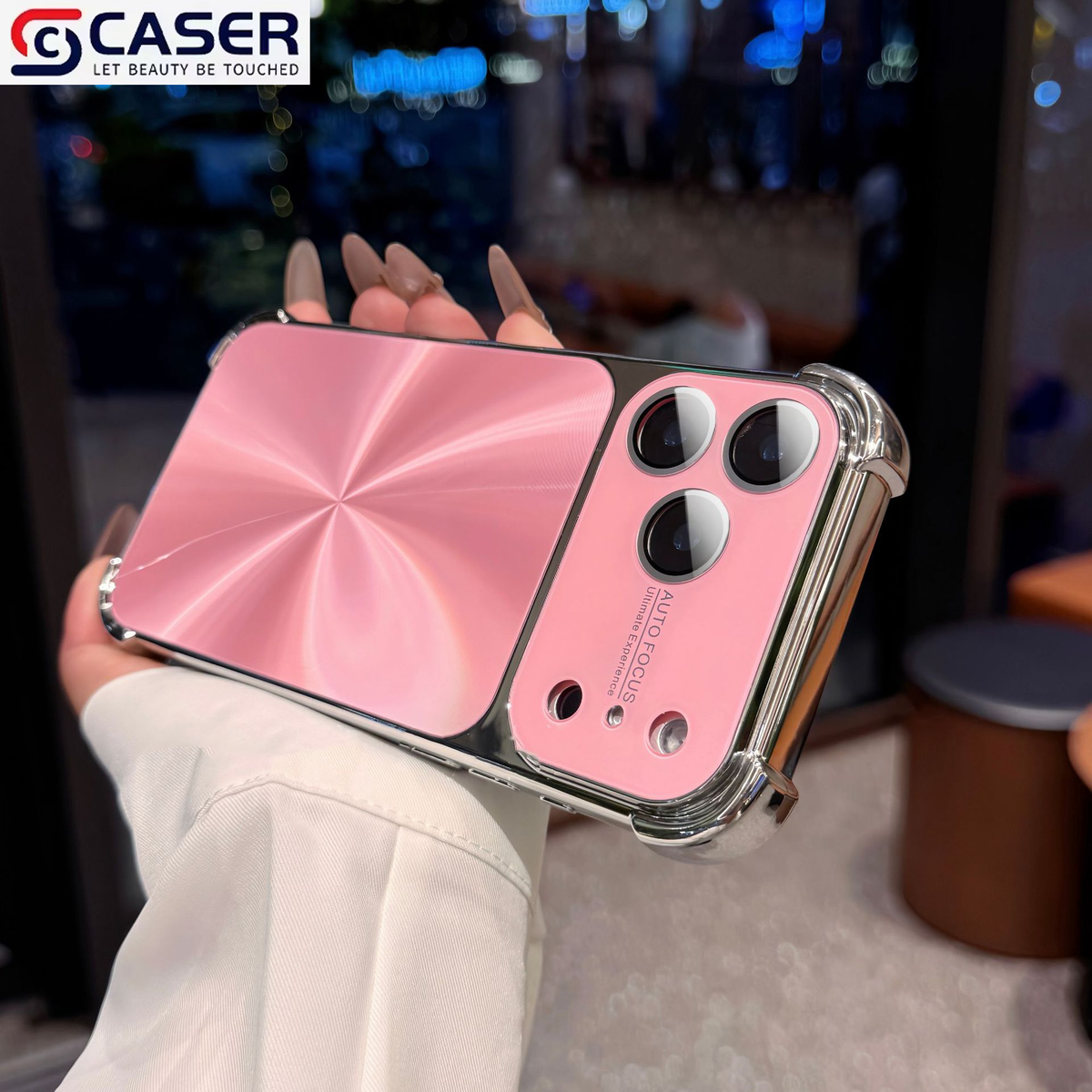 Electroplated Frame Aurora CD Texture Phone Case for iPhone