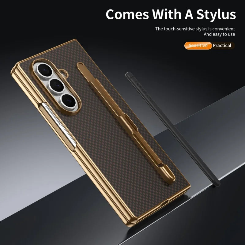 Business Plating Carbon Fiber Texture Phone Case