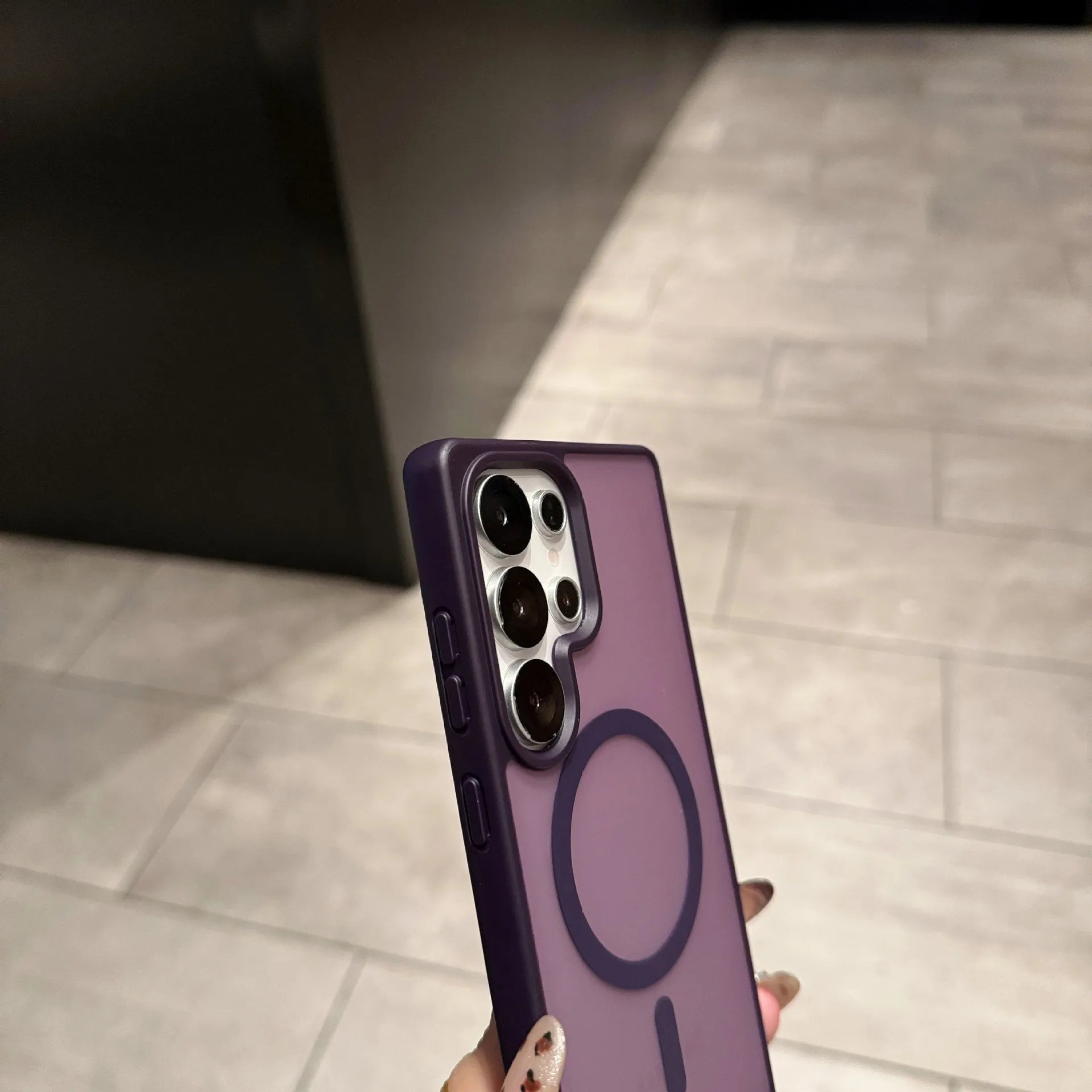 Luxury Matte Translucent Acrylic Magnetic Mobile Phone Case