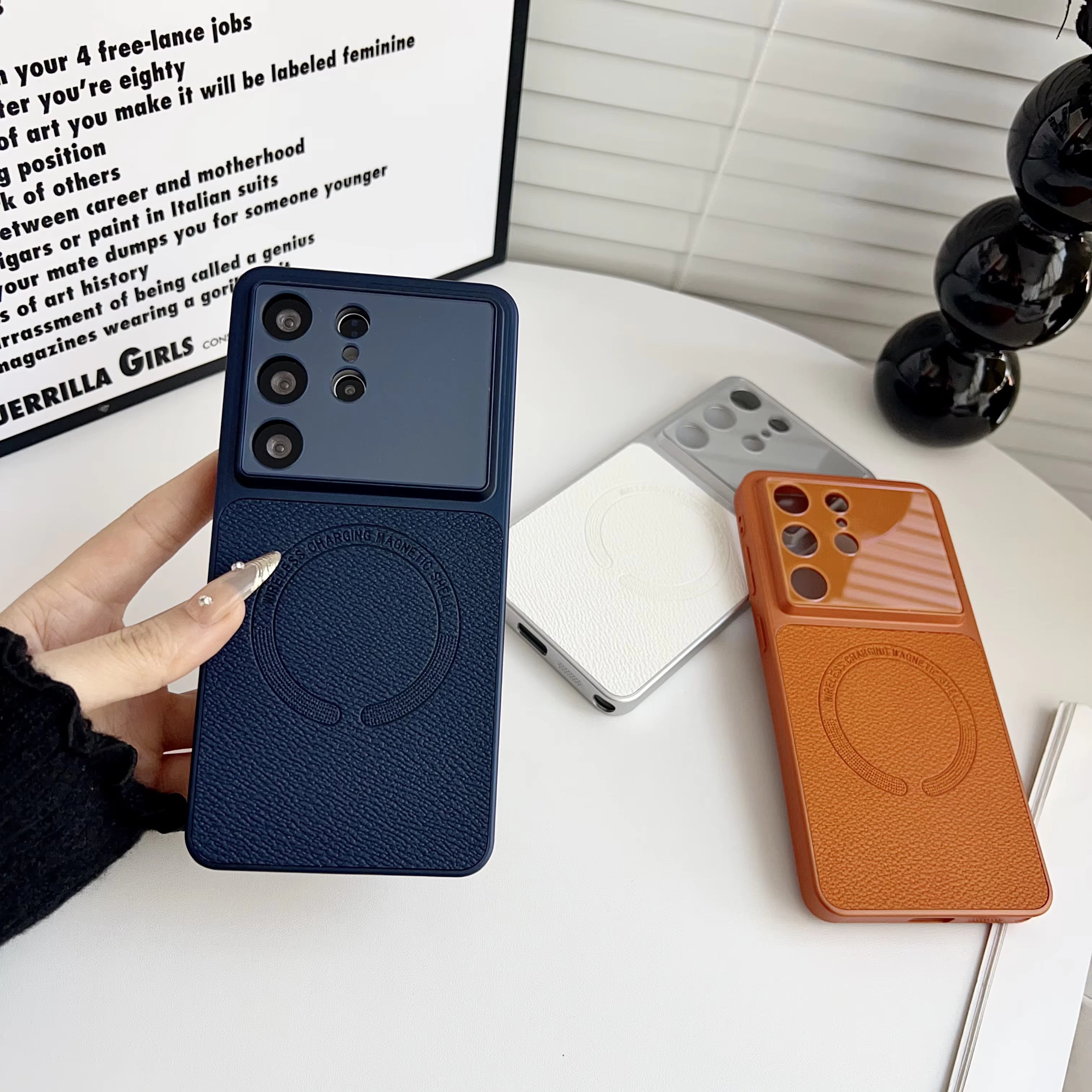 Magnetic Window Leather Cover for Samsung