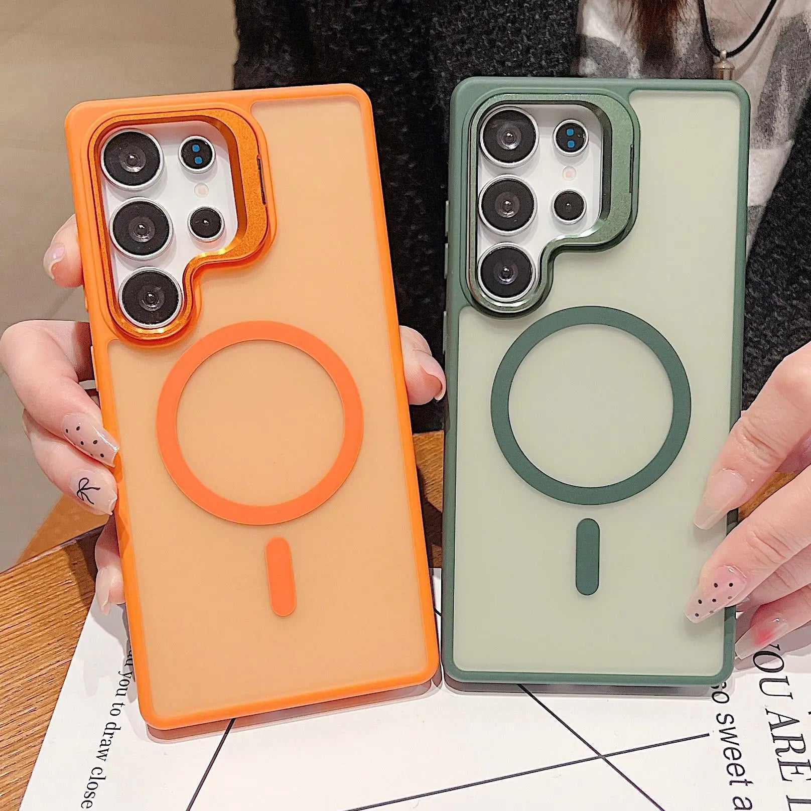 Luxury Wireless Charging Magnetic Matte Colorful Transparent Phone case