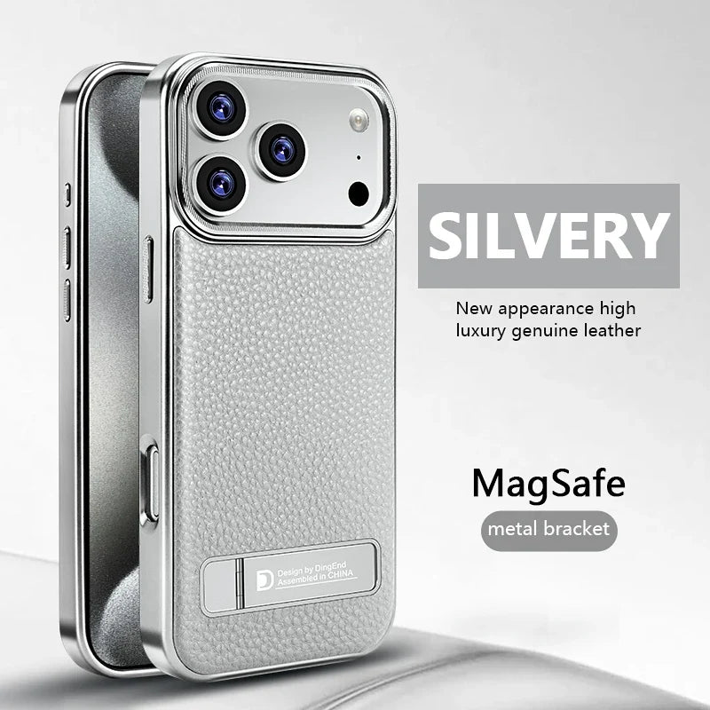 Business Electroplated PU Leather Magnetic Phone Case for iPhone