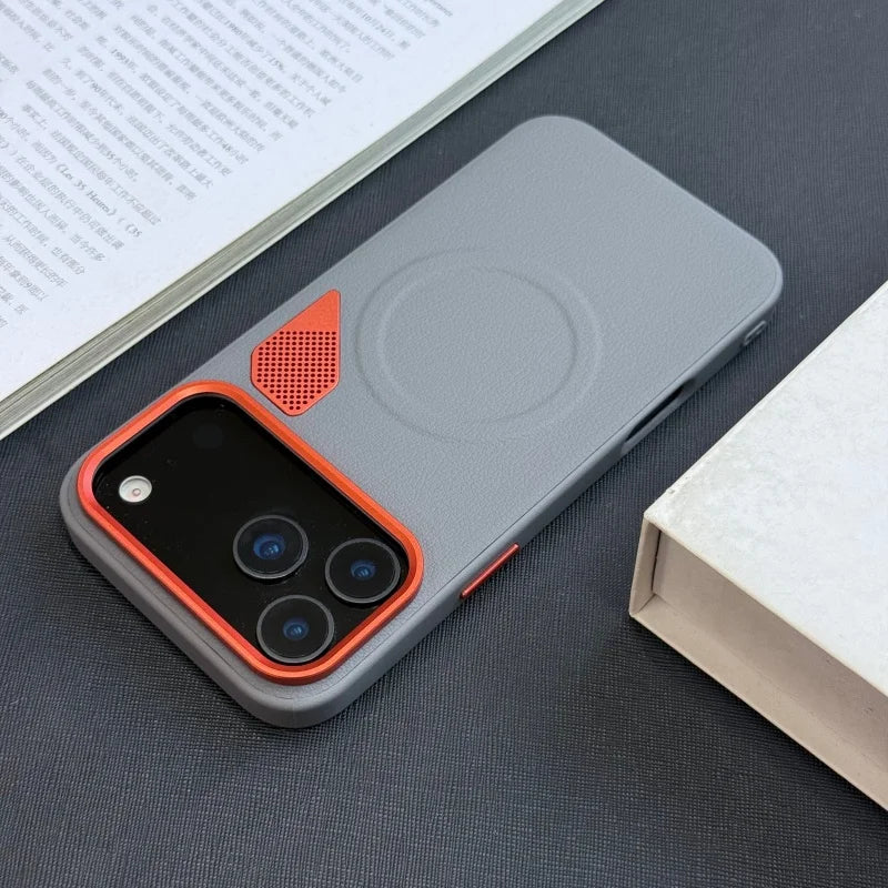 Luxury Magnetic Leather iPhone Case with Heat Dissipation