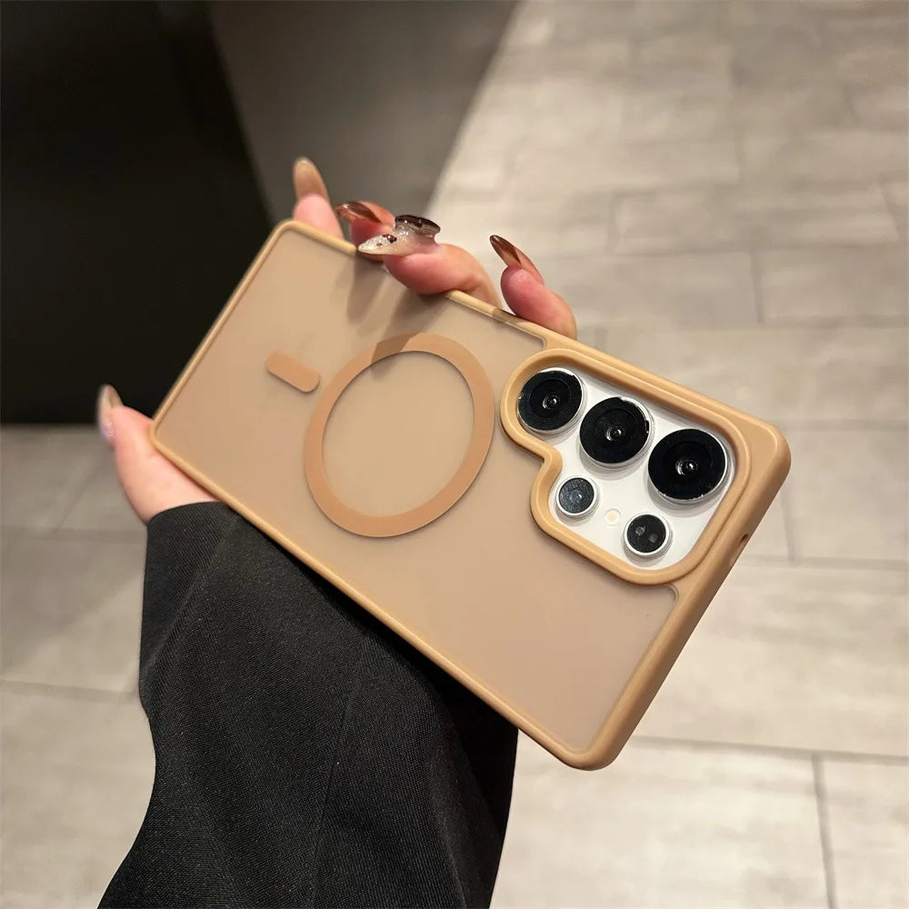 Luxury Matte Translucent Acrylic Magnetic Mobile Phone Case