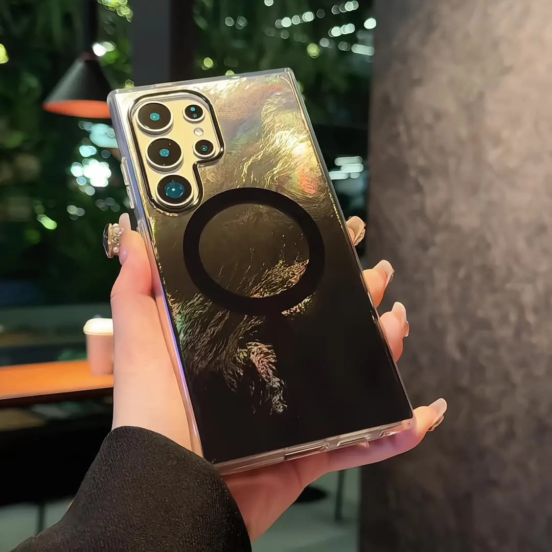 Luxury Colorful Gradient Glacier Pattern Magnetic RIng case