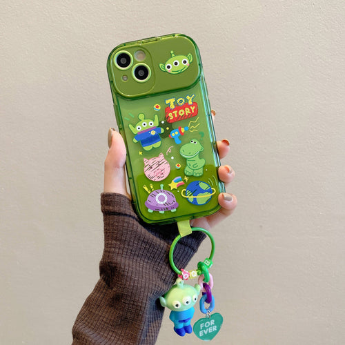 Cartoon Mirror Stand Silicone Case with Chain – Cute Toy Design Shockproof Back Cover for iPhone 16–11 Pro Max