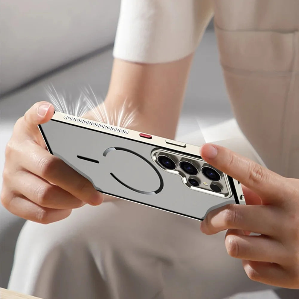 Metal Border Frosted PC Backplate Phone Case