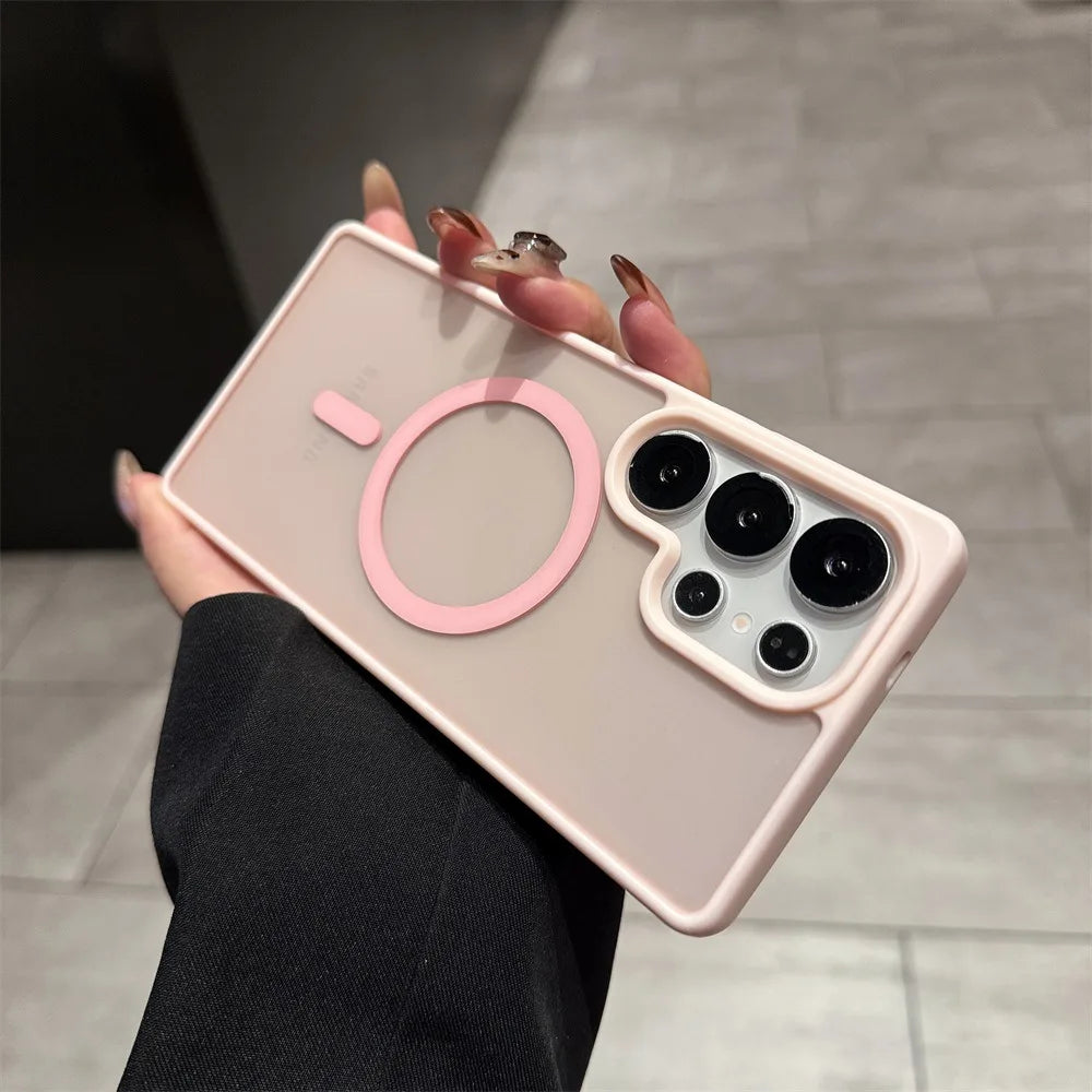 Luxury Matte Translucent Acrylic Magnetic Mobile Phone Case