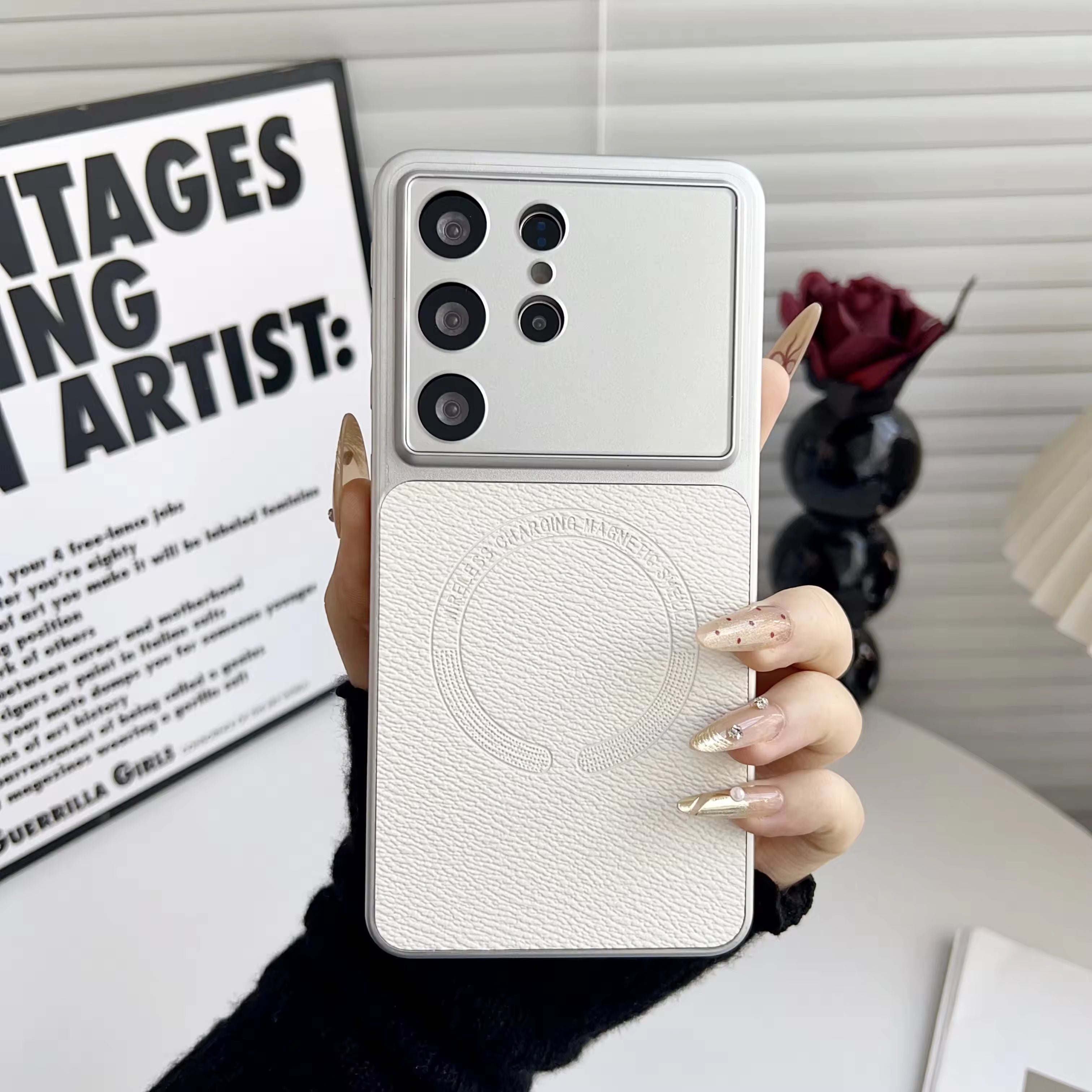 Magnetic Window Leather Cover for Samsung