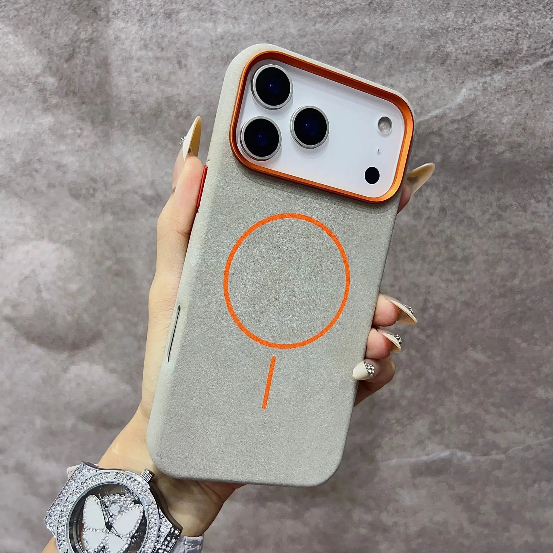 Elephant Texture Matte Color-Block Magnetic Phone Case for 17 Pro Max