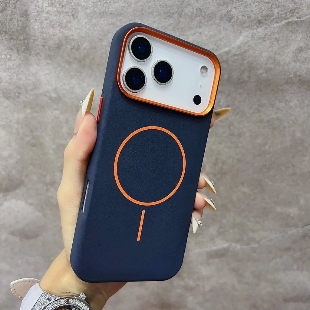 Elephant Texture Matte Color-Block Magnetic Phone Case for 17 Pro Max