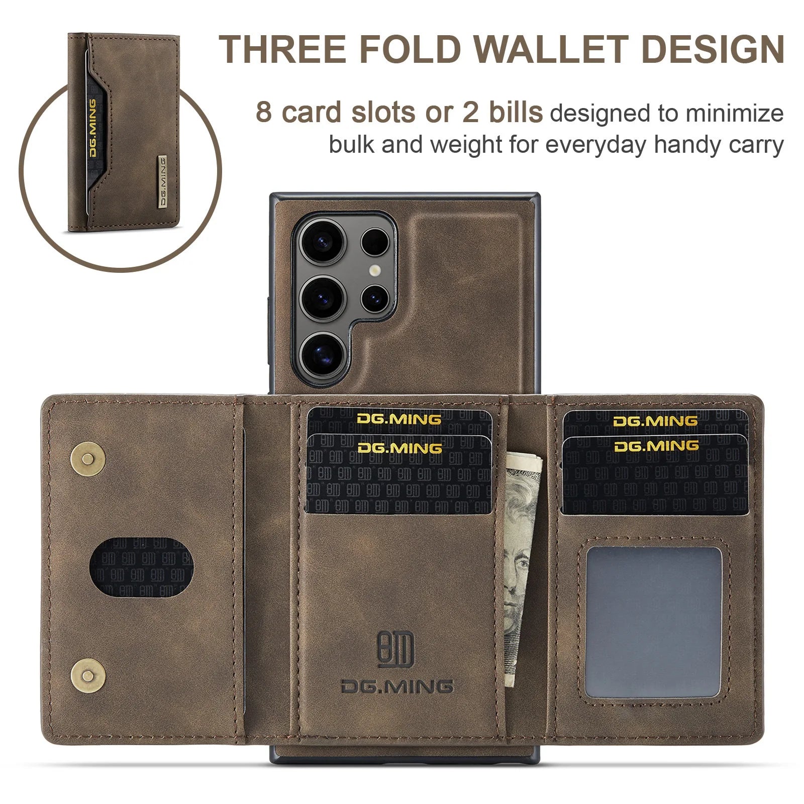 M2 2-in-1 Magnetic Card Holder and Protective PU Leather Case