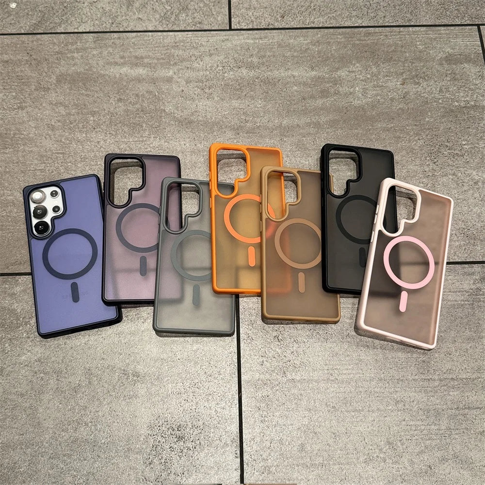 Luxury Matte Translucent Acrylic Magnetic Mobile Phone Case