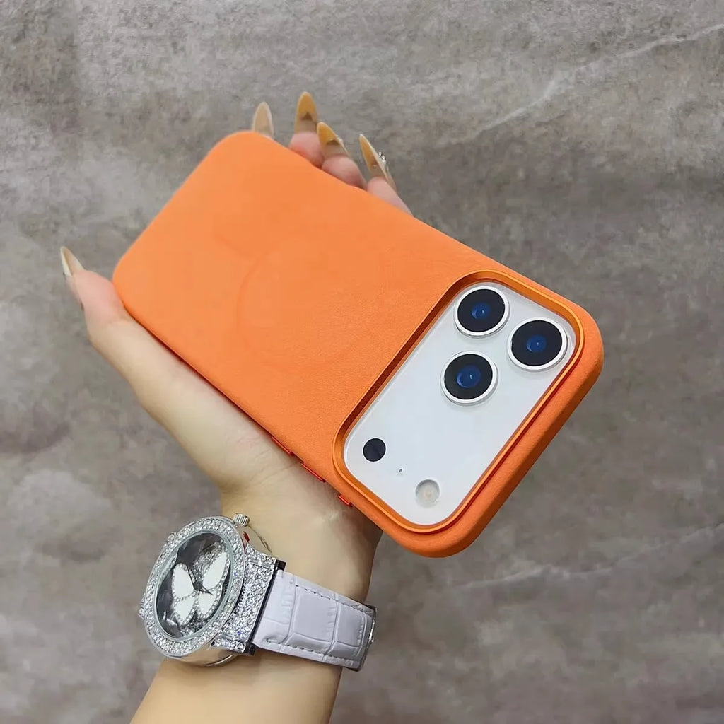 Elephant Texture Matte Color-Block Magnetic Phone Case for 17 Pro Max