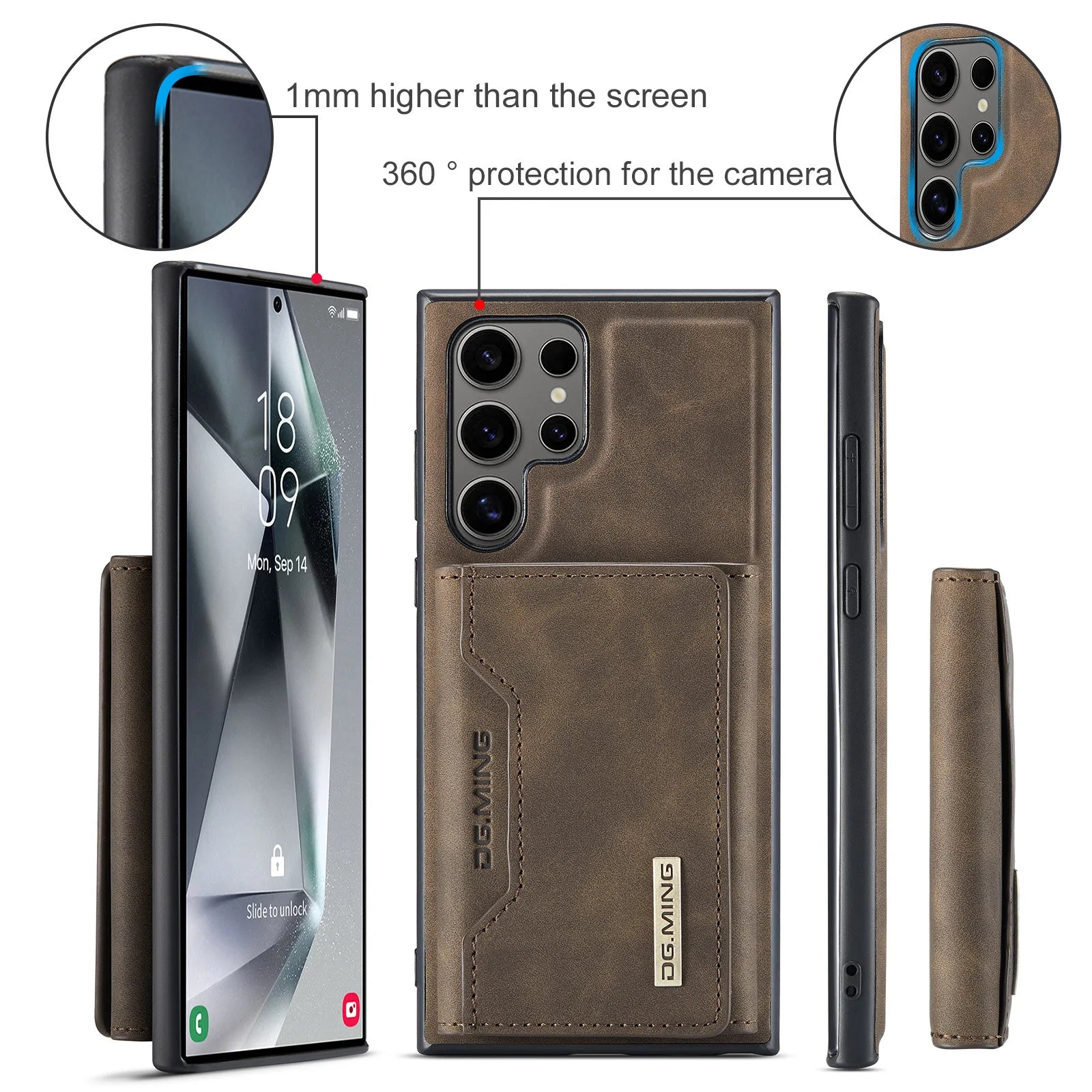 M2 2-in-1 Magnetic Card Holder and Protective PU Leather Case