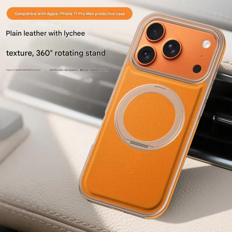 Wireless Magnetic iPhone Case – PU Leather, 360° Rotating Car Mount Compatible