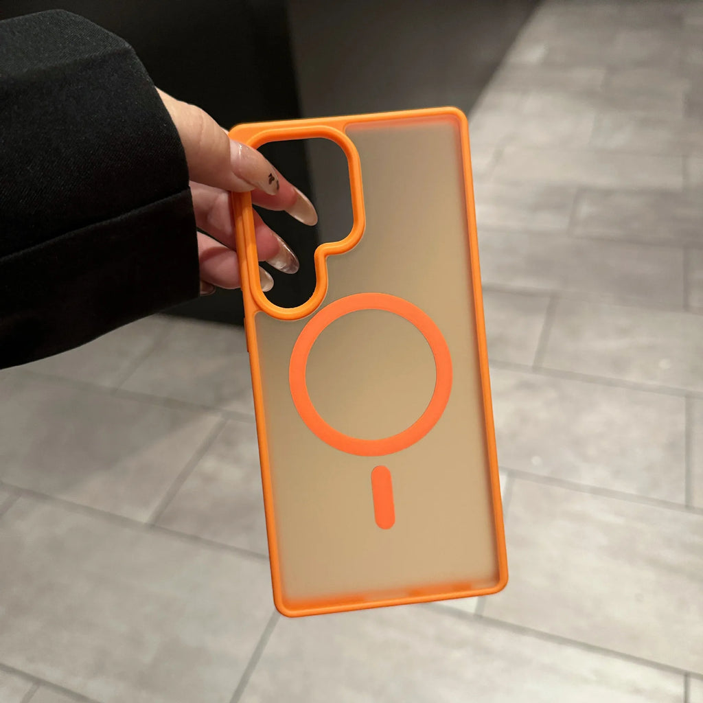 Luxury Matte Translucent Acrylic Magnetic Mobile Phone Case