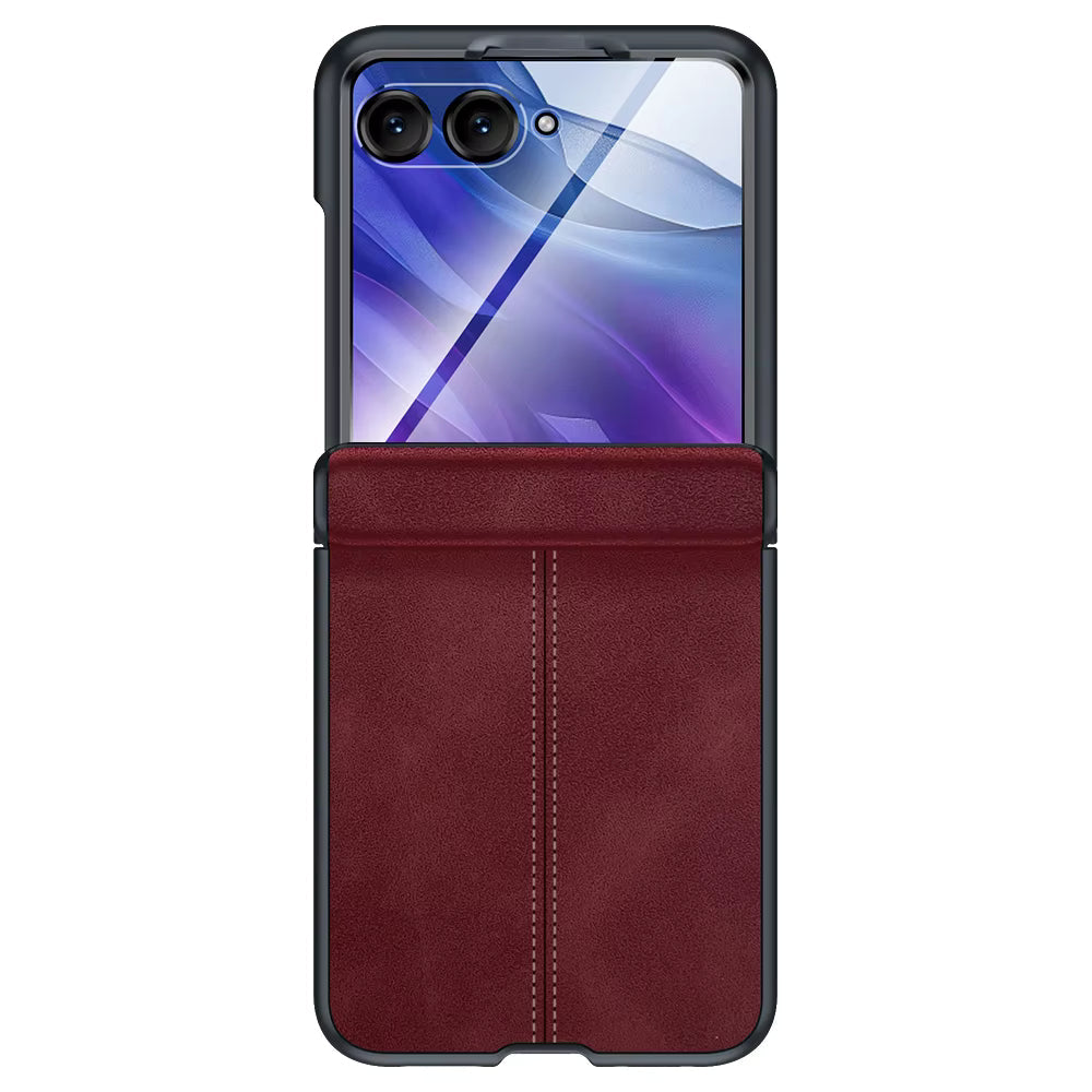 Suture PU Leather Hinge Protection Full Body Case for Samsung Z Flip – Luxury Foldable Cover