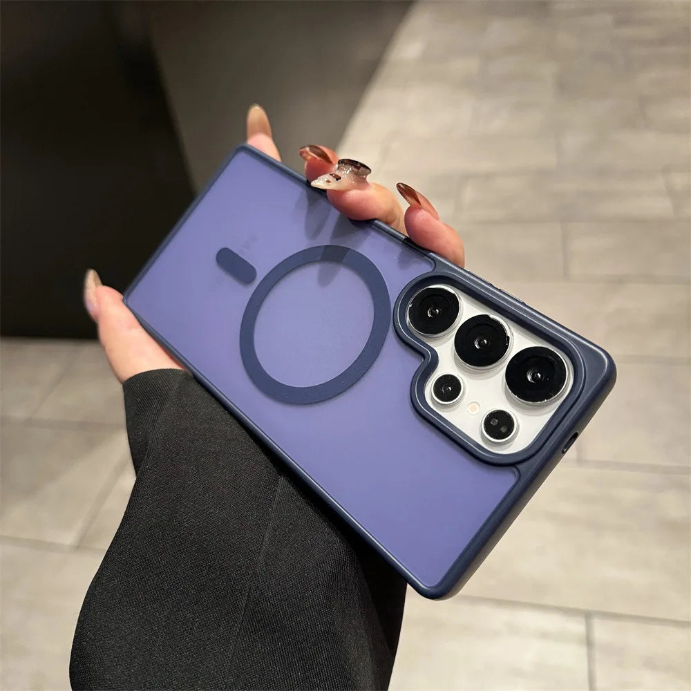 Luxury Matte Translucent Acrylic Magnetic Mobile Phone Case
