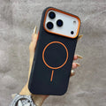 Elephant Texture Matte Color-Block Magnetic Phone Case for 17 Pro Max