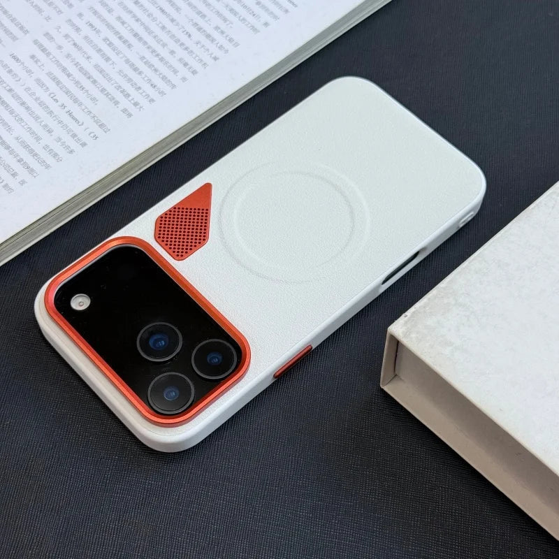 Luxury Magnetic Leather iPhone Case with Heat Dissipation