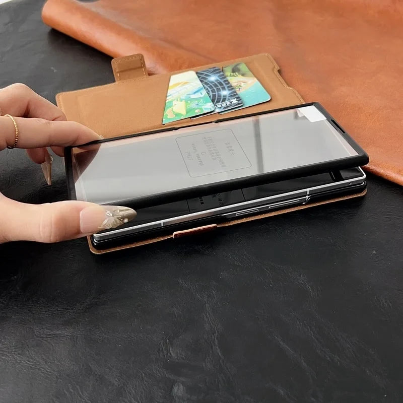 Luxury PU Leather Wallet Card Slots Wrist Strap Stand Case