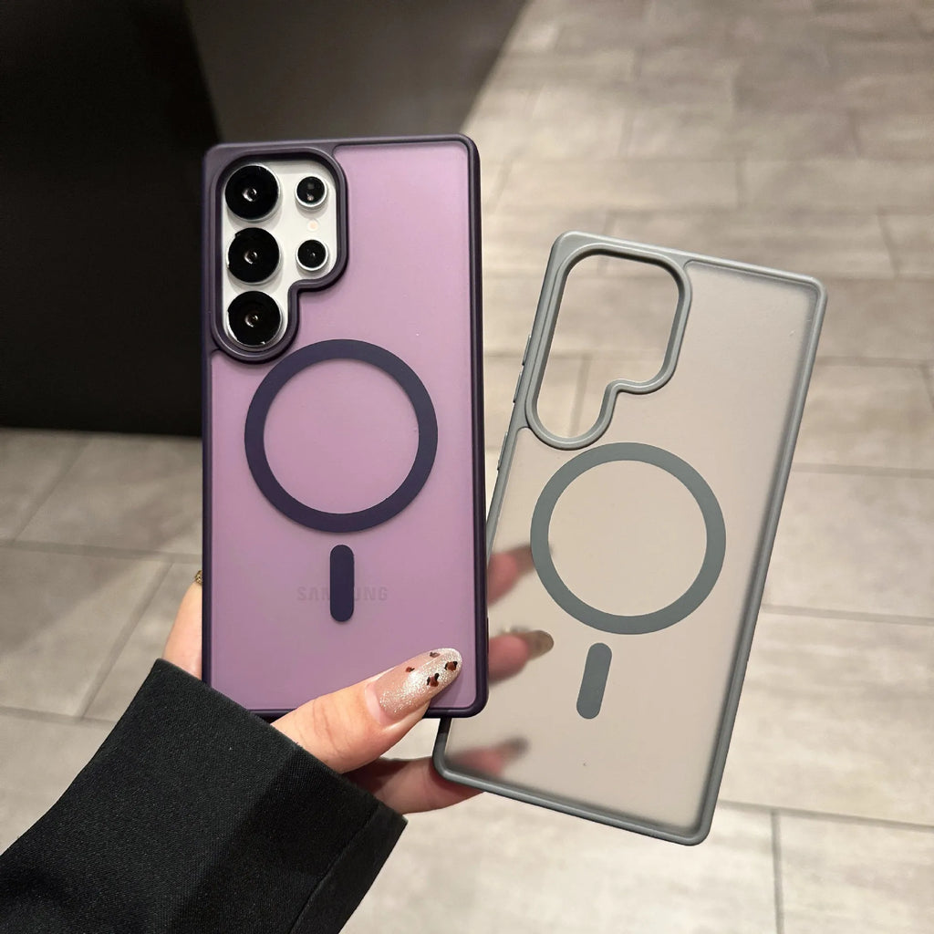 Luxury Matte Translucent Acrylic Magnetic Mobile Phone Case
