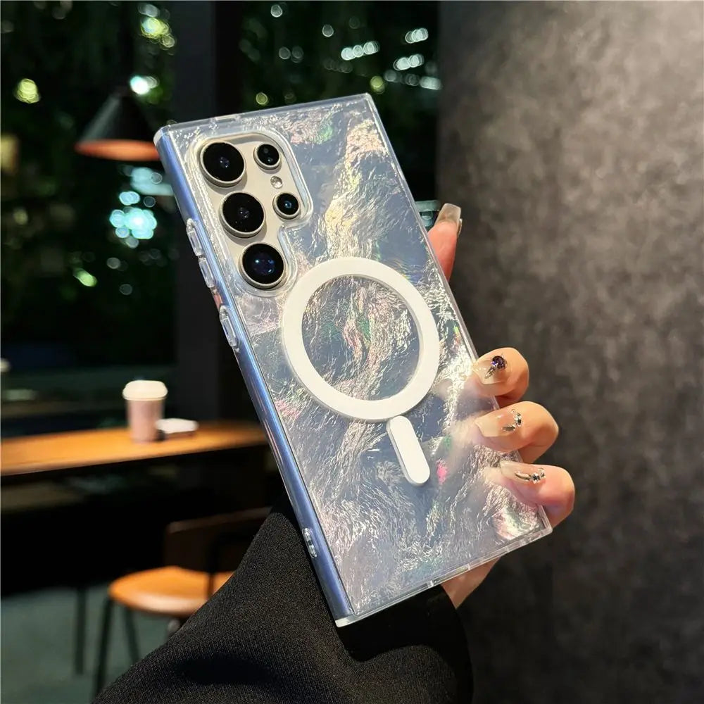 Luxury Colorful Gradient Glacier Pattern Magnetic RIng case