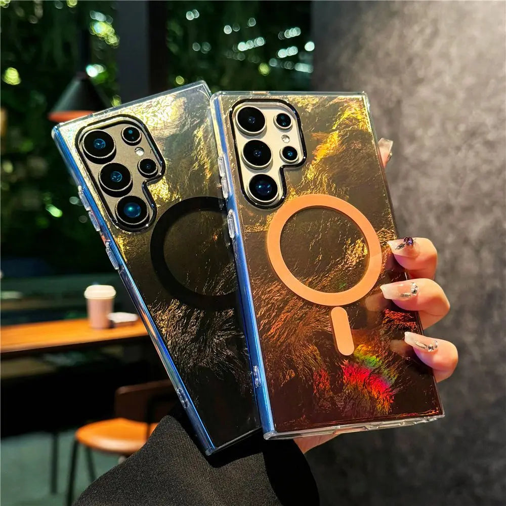 Luxury Colorful Gradient Glacier Pattern Magnetic RIng case
