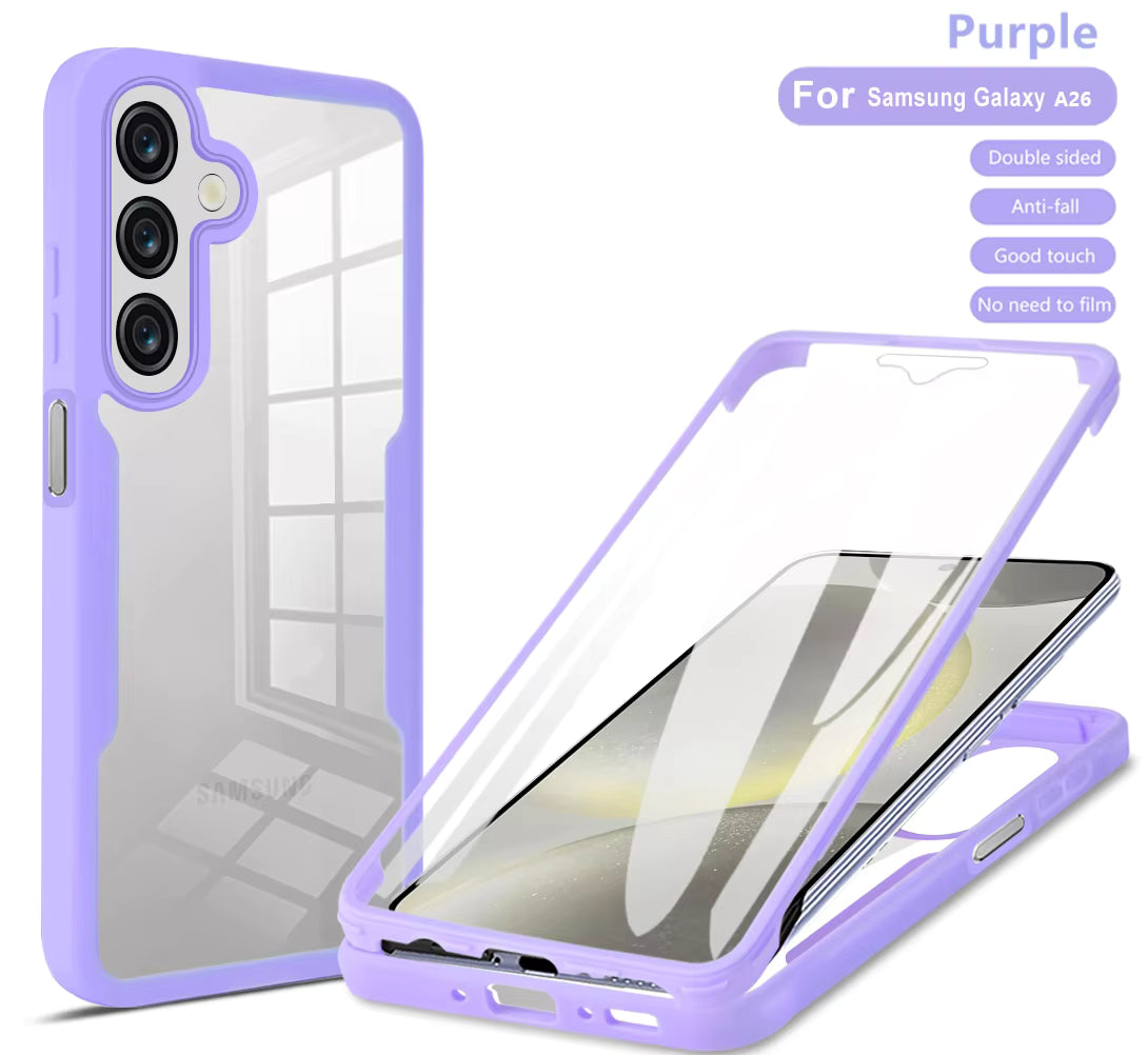 360° Full Protection Front & Back Phone Case for Samsung – Shockproof Transparent Cover