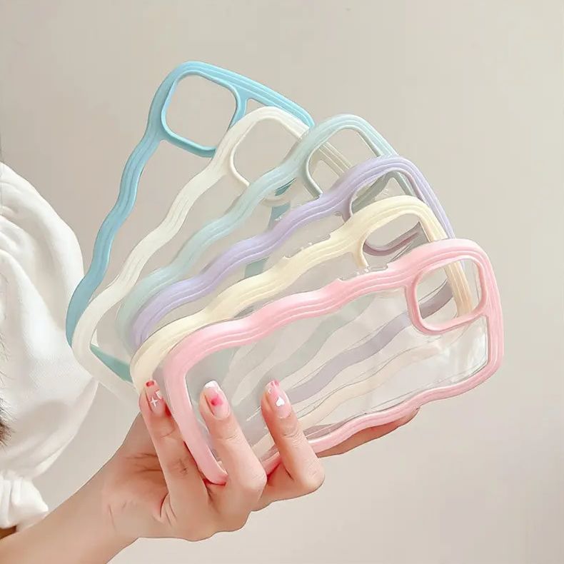 Side Large Wave Design TPU + PC Case for iPhone – Stylish Shockproof Phone Cover