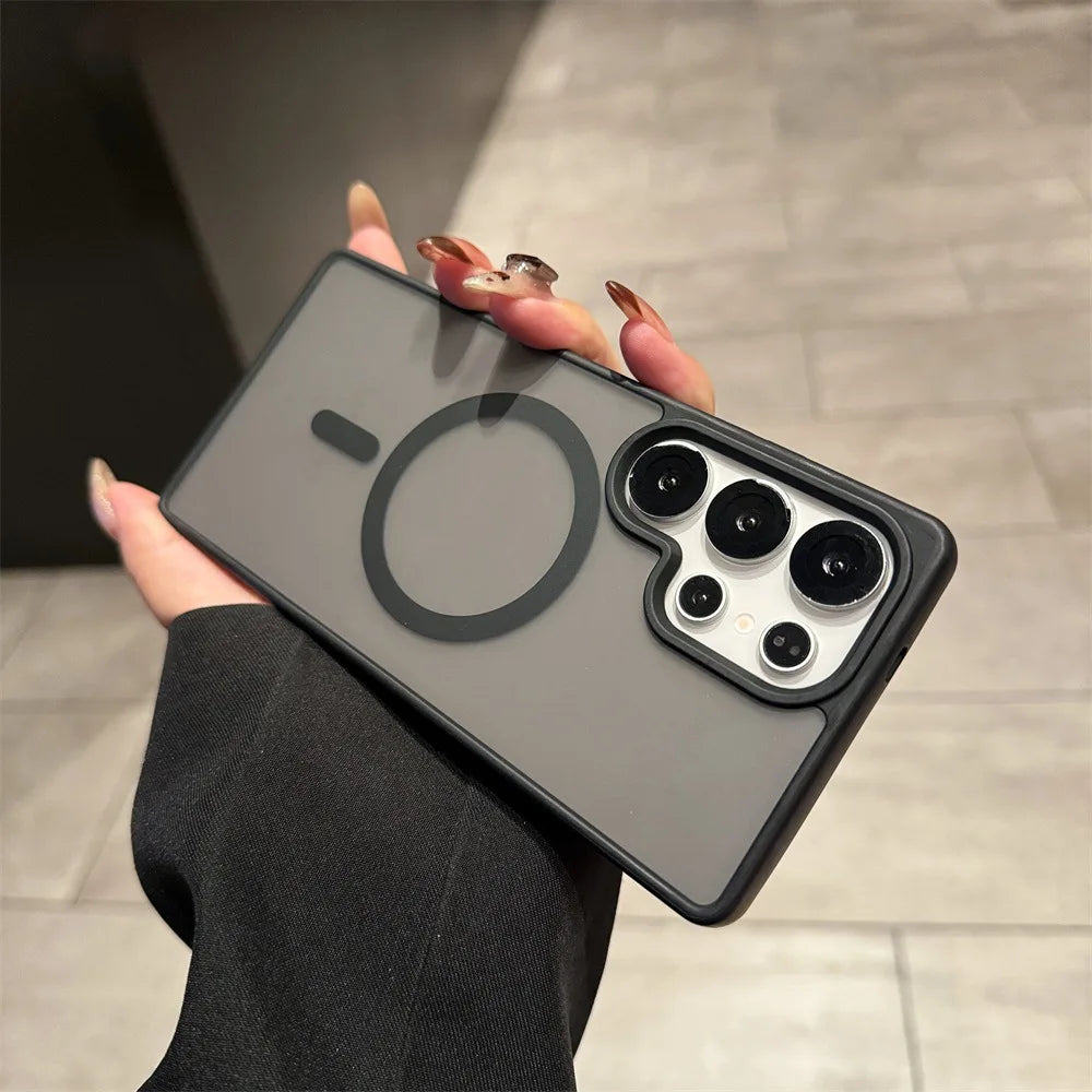 Luxury Matte Translucent Acrylic Magnetic Mobile Phone Case