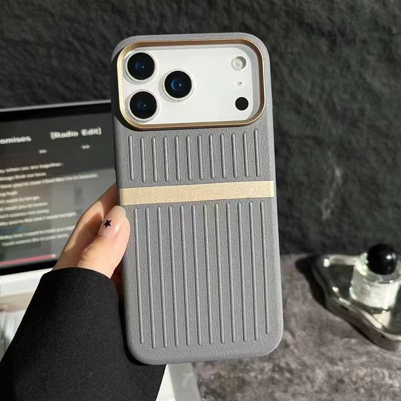 TravelStripe Mag Case – Suitcase Style Vertical Stripe Cover for iPhone