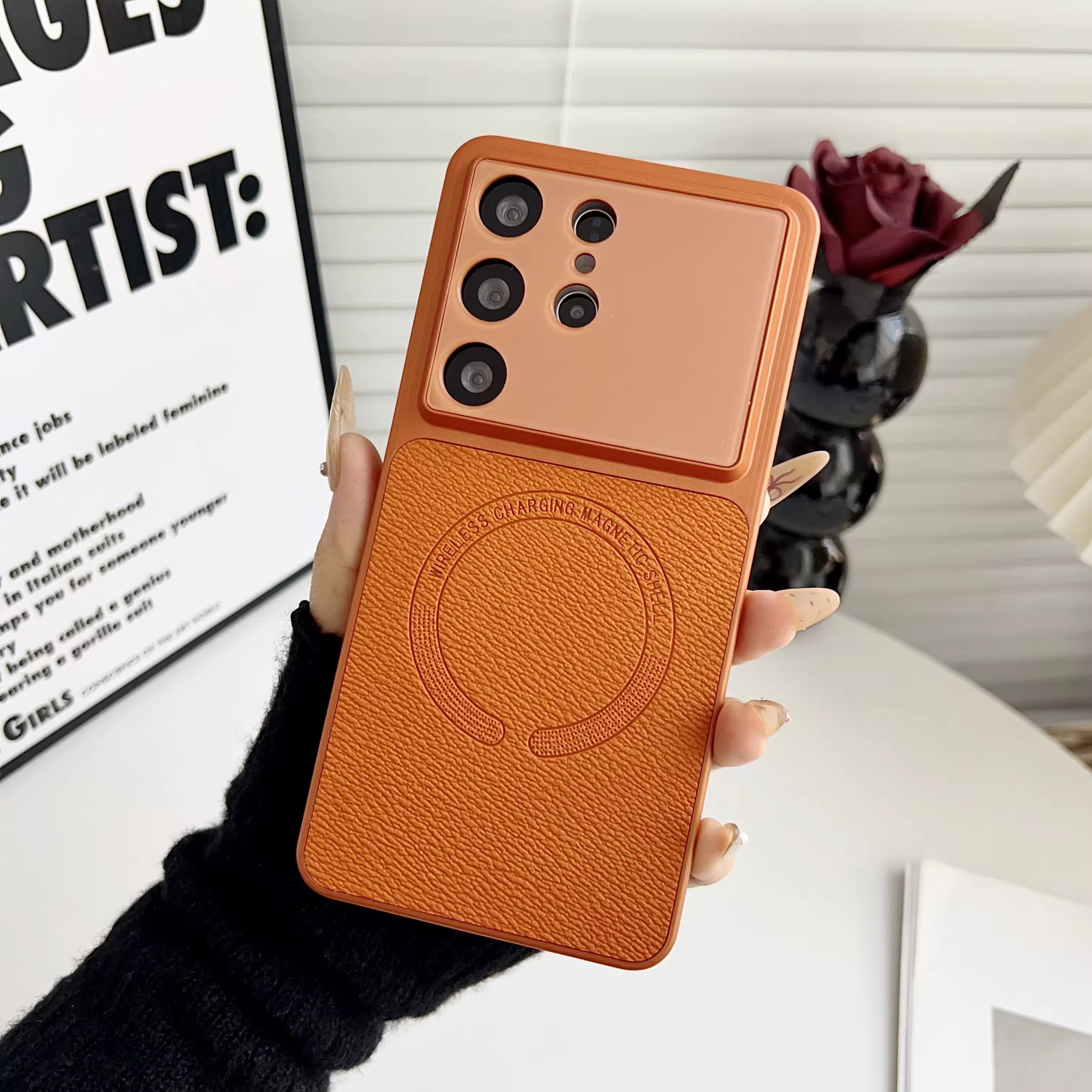 Magnetic Window Leather Cover for Samsung