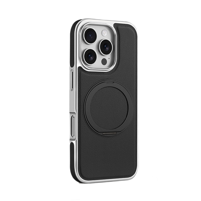 Wireless Magnetic iPhone Case – PU Leather, 360° Rotating Car Mount Compatible