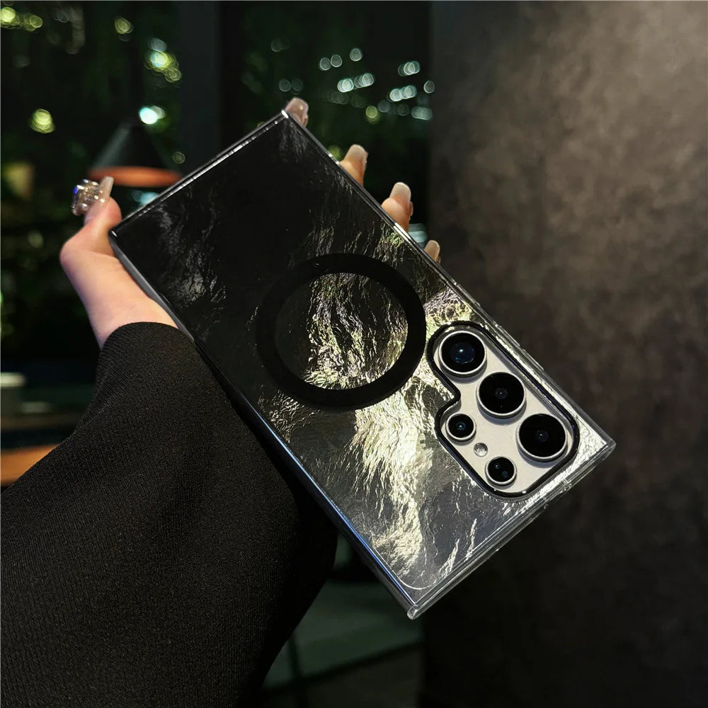 Luxury Colorful Gradient Glacier Pattern Magnetic RIng case