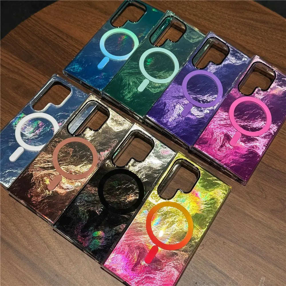 Luxury Colorful Gradient Glacier Pattern Magnetic RIng case