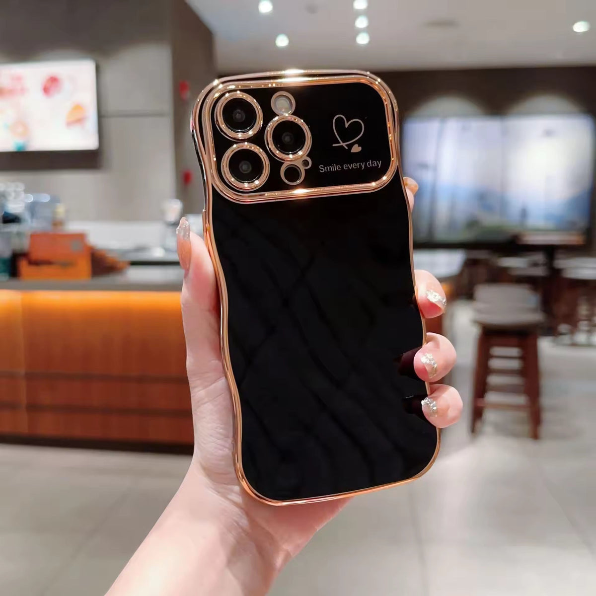 Shiny Heart Electroplated Protective Case for iPhone