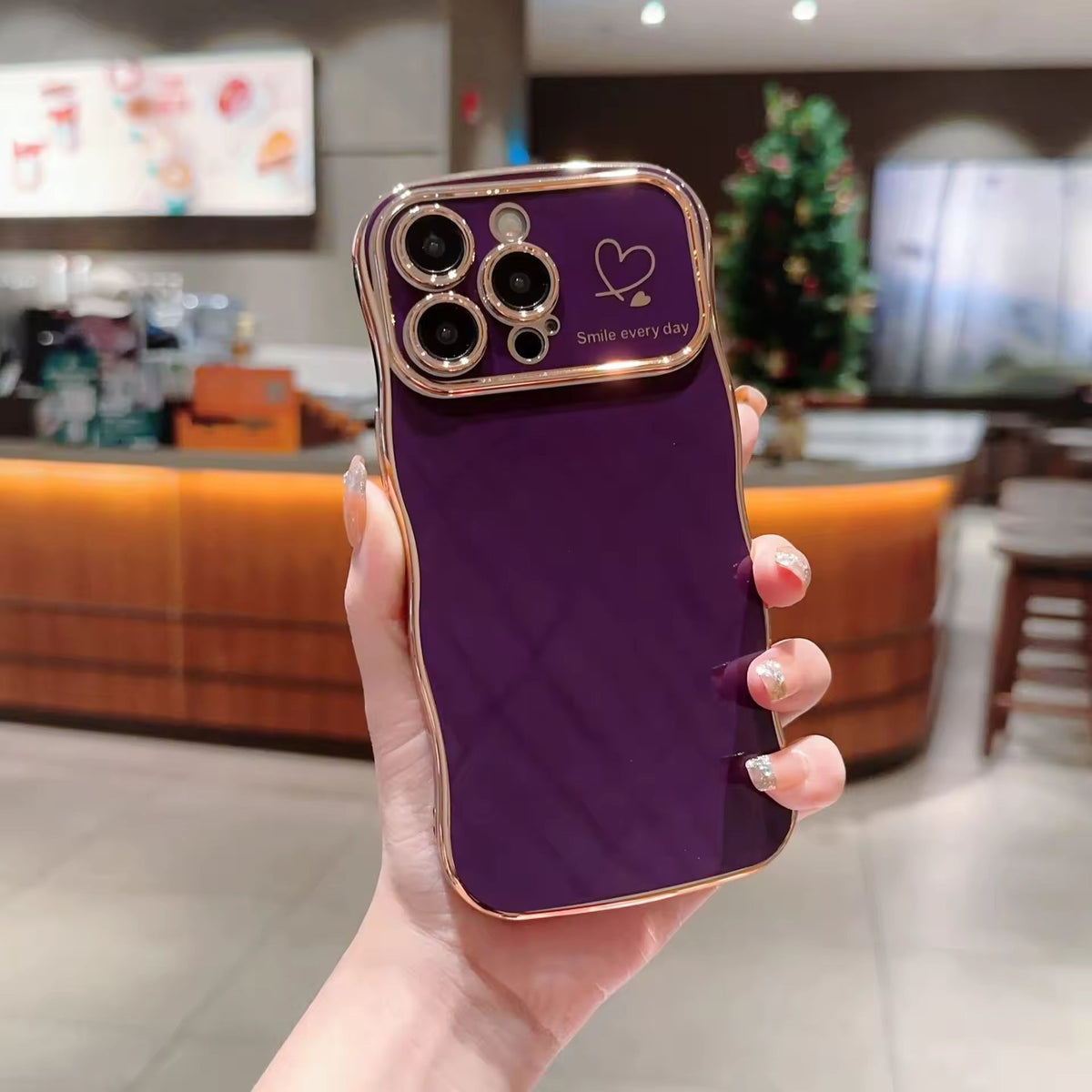 Shiny Heart Electroplated Protective Case for iPhone