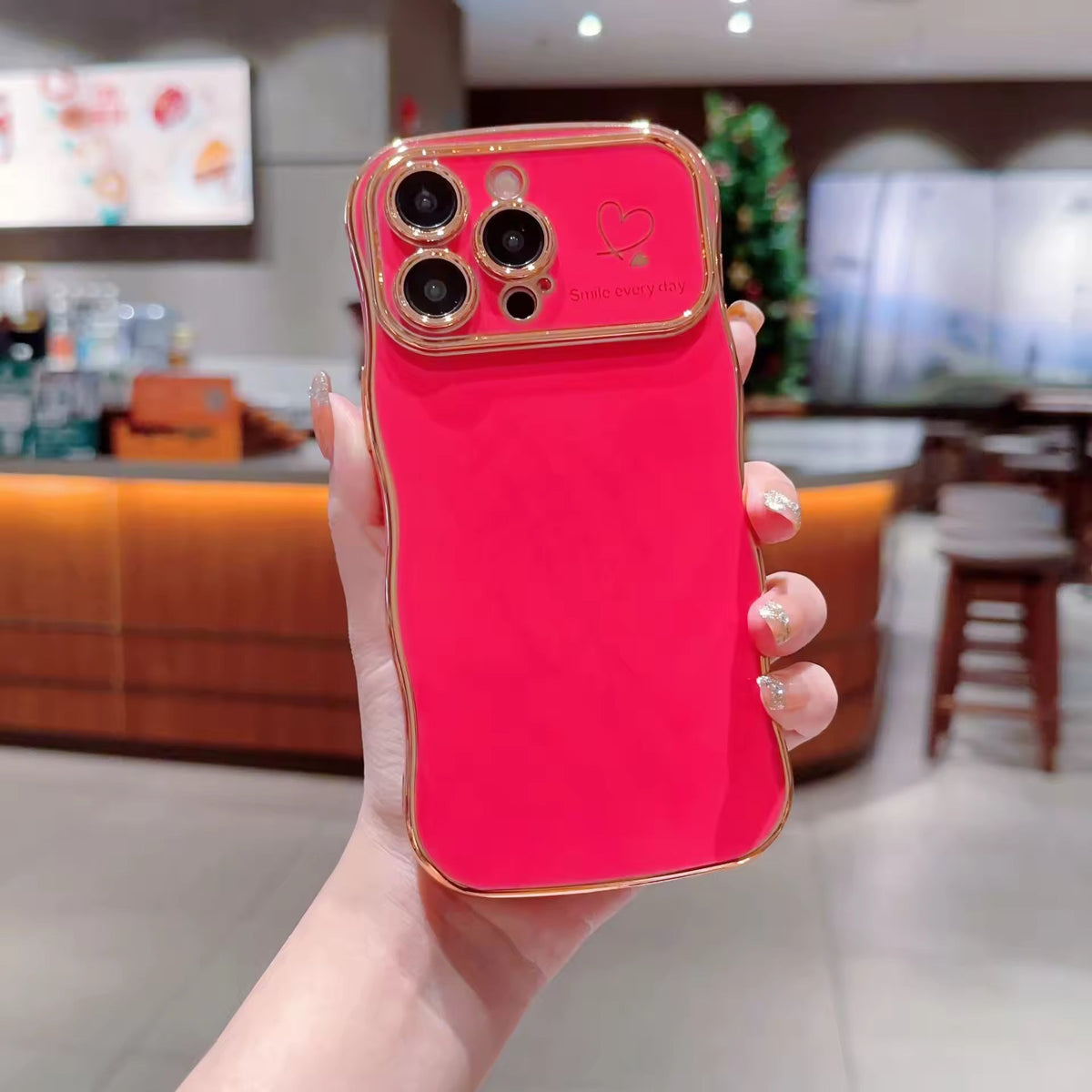 Shiny Heart Electroplated Protective Case for iPhone